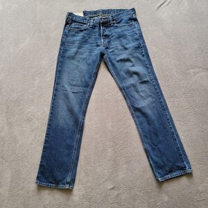 Hollister Button Fly Mens Straight Fit Jeans Blue Sz W 32x L30
